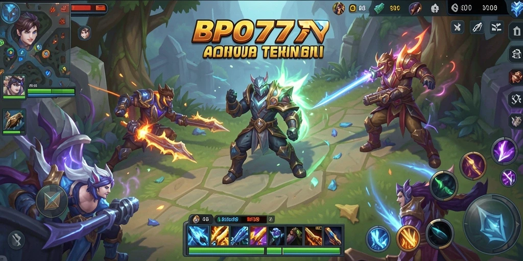Screenshot BPO777 menampilkan aksi seru dalam gameplay MOBA yang mendebarkan.
