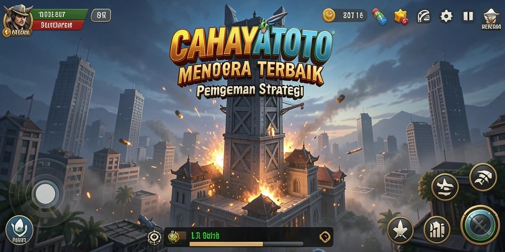 Tampilan gameplay menara pertahanan yang menegangkan di CAHAYATOTO.