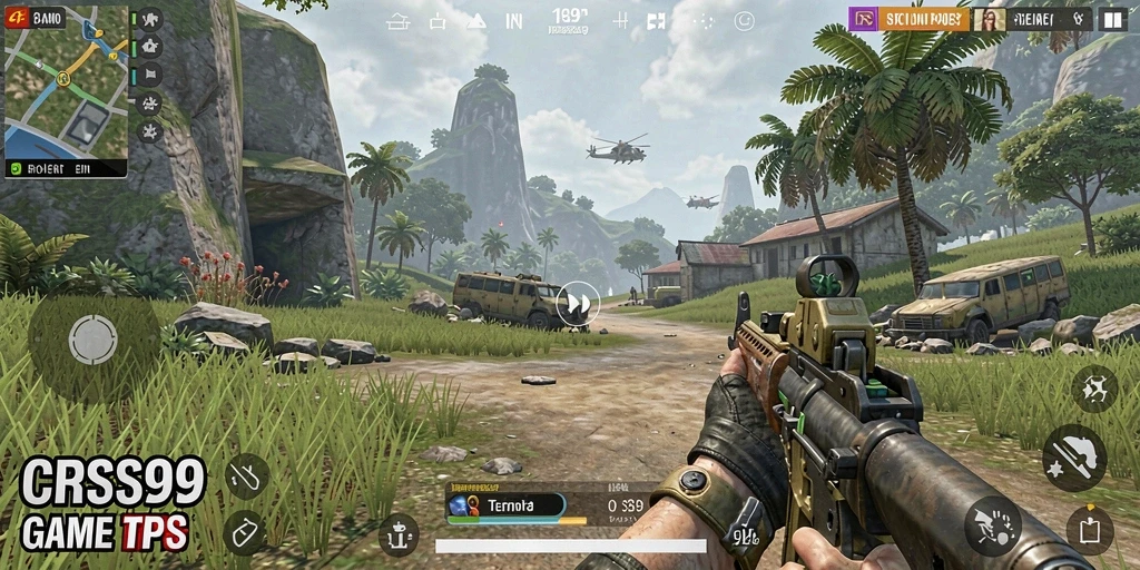 Tampilan gameplay CRS99 yang mendebarkan di mode TPS.