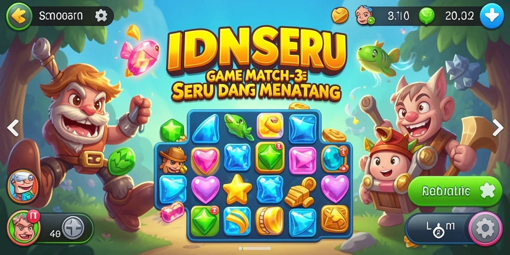 Tampilan gameplay seru dari IDNSERU, game Match-3 yang menarik.