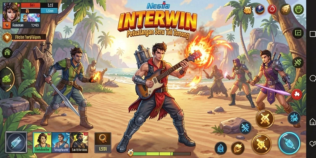 Tangkapan layar INTERWIN menunjukkan aksi seru dalam petualangan eksplorasi.