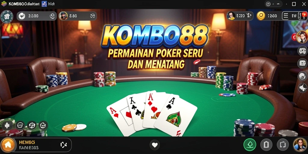 Tampilan permainan poker di KOMBO88 yang seru dan mendebarkan.