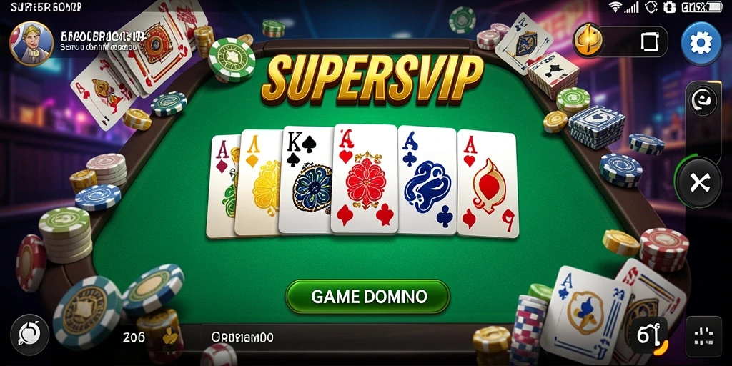 Tangkapan layar dari gameplay seru SUPERSVIP yang menggambarkan suasana permainan Domino.
